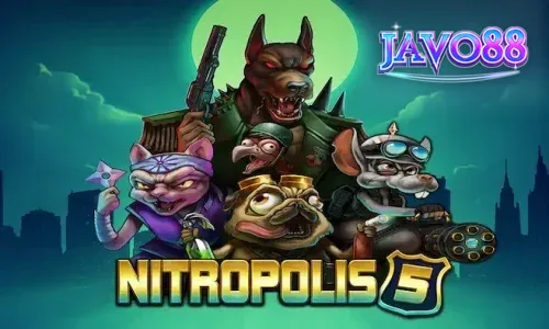Tampilan visual intens dari slot Nitropolis 5 dengan tema konflik klan hewan