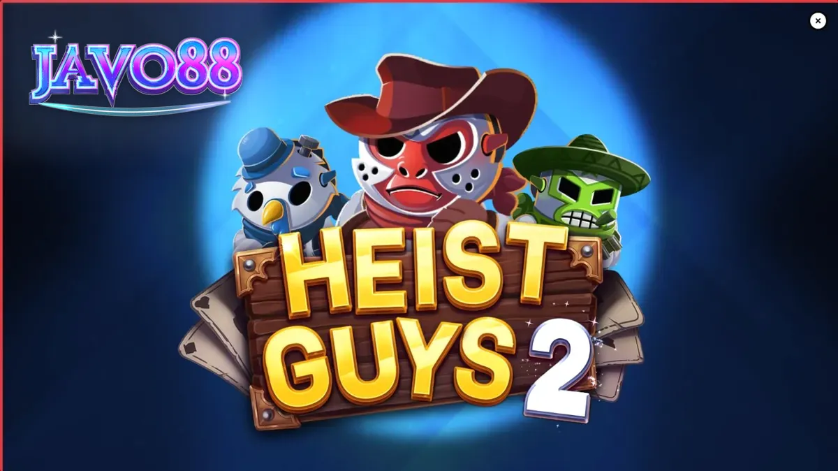 Tampilan visual permainan slot Heist Guys 2 dengan tema koboi dan perampokan.